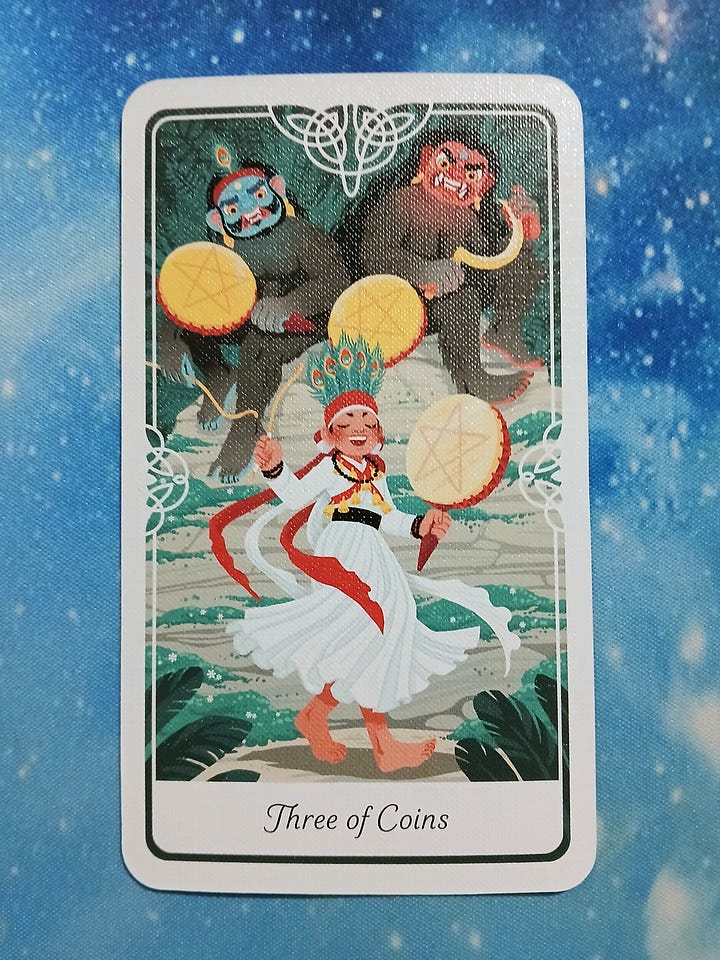 Tarot of the divine cards on a starry blue background
