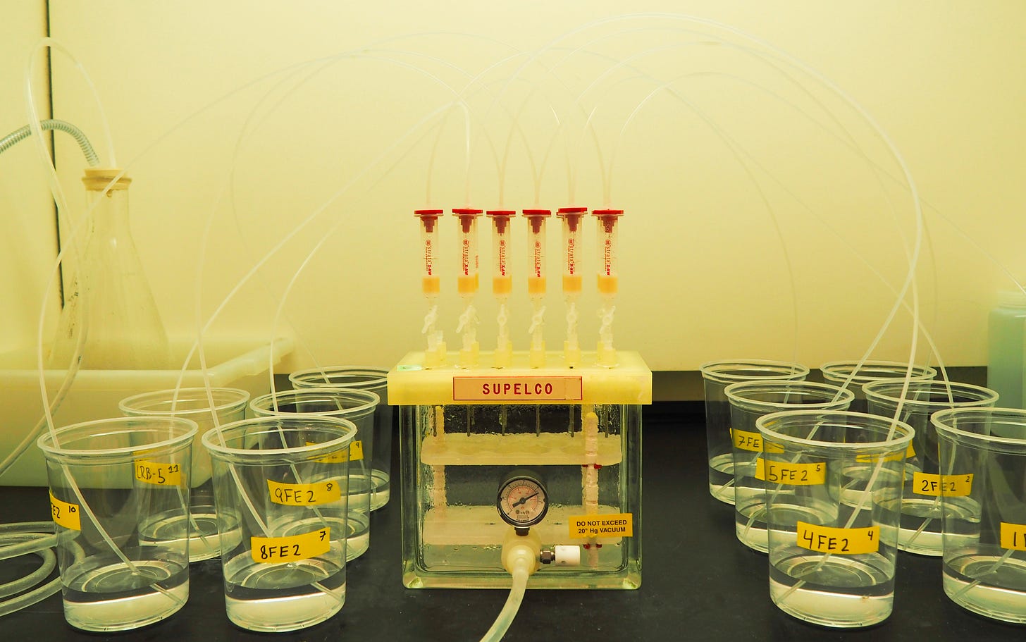 Image of a processing water samples in a laboratory.