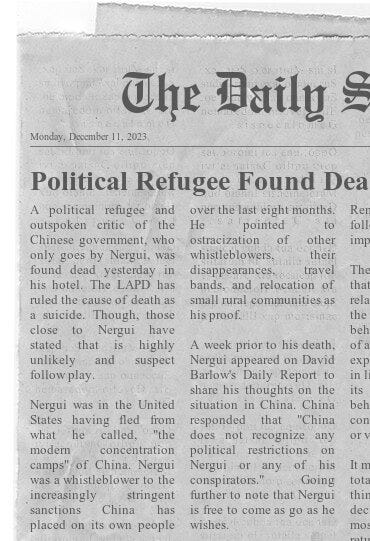 Fictional newspaper clippings for Alone Together