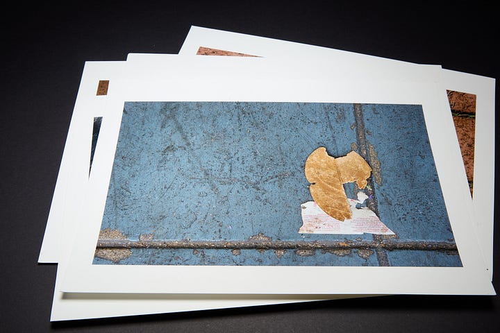 Sample photographic prints from a project