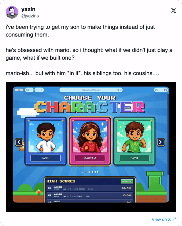 Original X post with familygame demo.