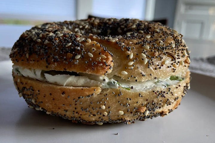 Everything w/scallion cream cheese: Jan 2024 vs. Sept. 2022