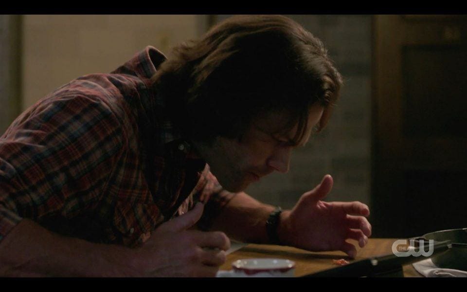 Sam Winchester reacts to veggie bacon from Dean SPN 1504 Sam Winchester reacts to veggie bacon from Dean SPN 1504