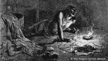A lithography from the 19th century, a man has his hand down a hole in the floor. A lithography from the 19th century, a man has his hand down a hole in the floor.