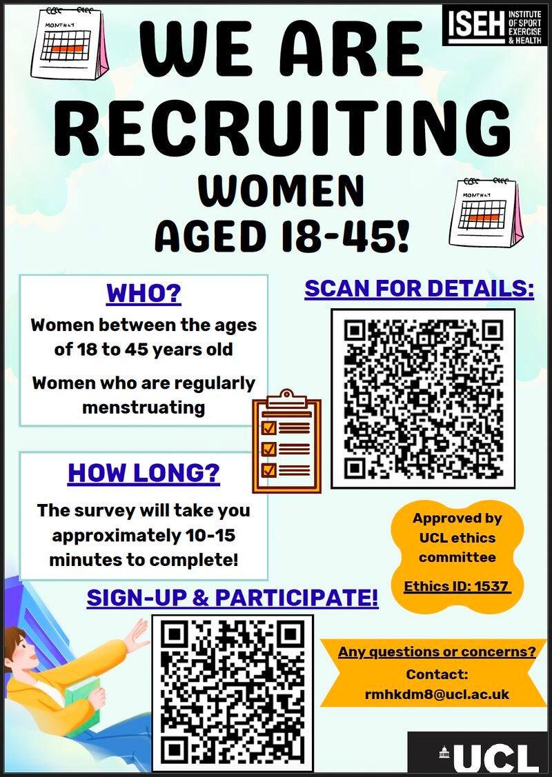 Poster from UCL study on exercise to relief menstrual cycle symptoms