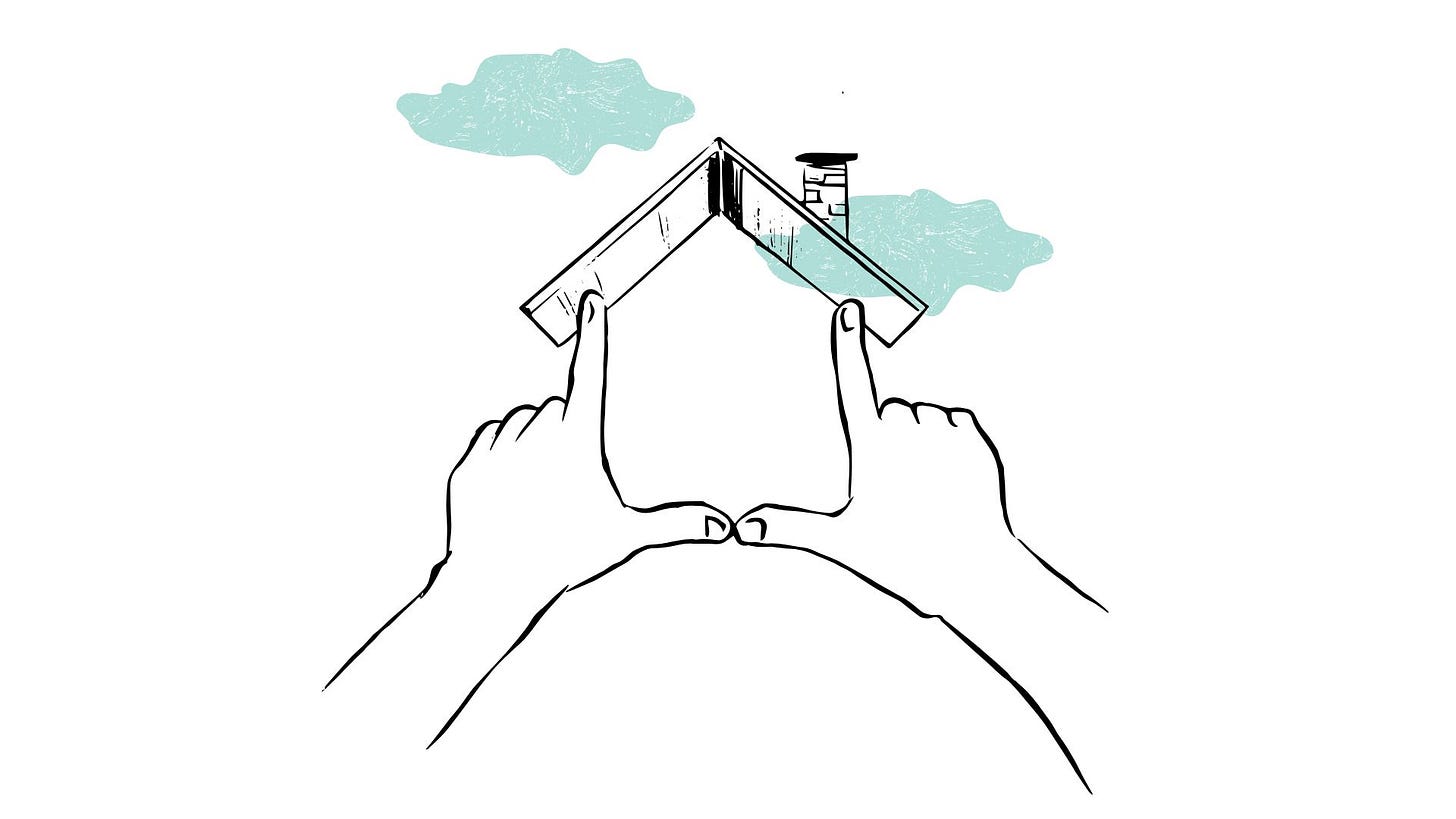 a sketch of someone designing a house