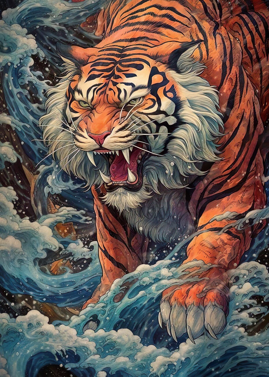 Art Print Japanese Tiger of Kanagawa