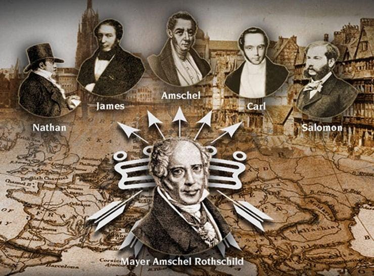 Map of the Five Rothschild Houses in Europe. By the early nineteenth century, the Rothschild family had established banking houses in Frankfurt, London, Paris, Vienna, and Naples, creating a private financial network that moved capital, credit, and information across borders faster than many governments could coordinate themselves.