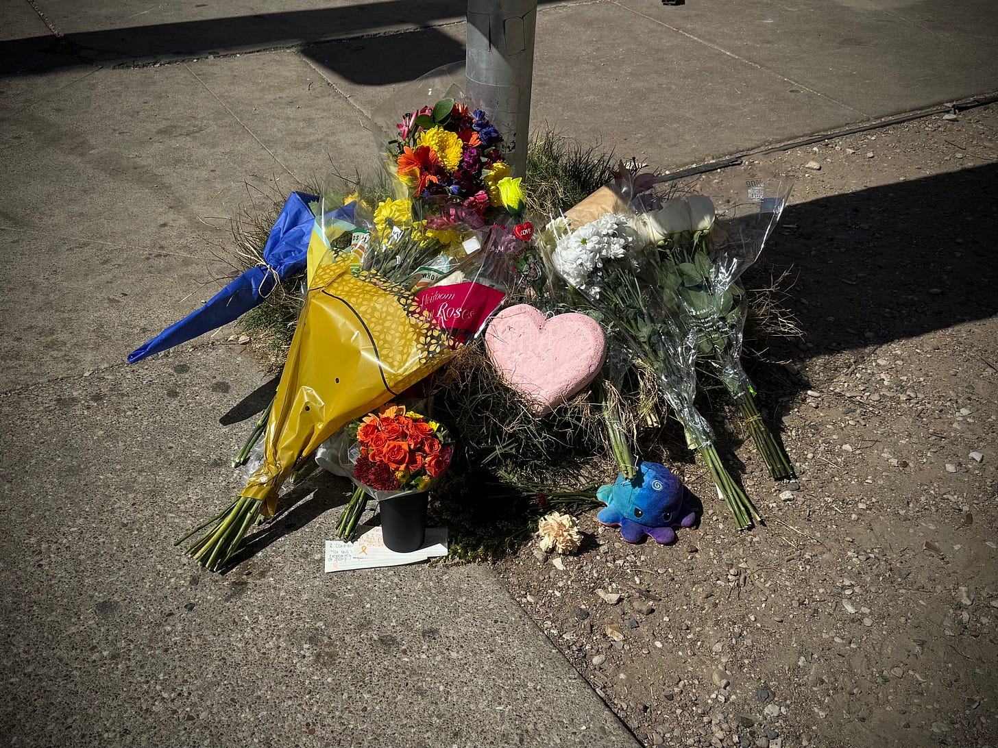 Impromptu memorial outside Buford's bar Impromptu memorial outside Buford's bar