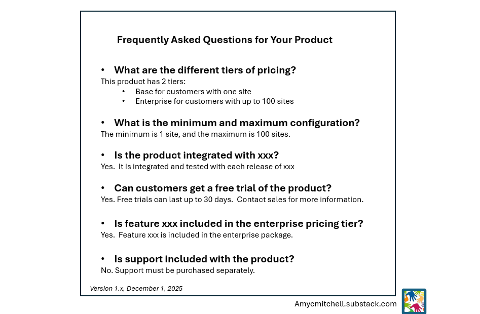 example of a product FAQ