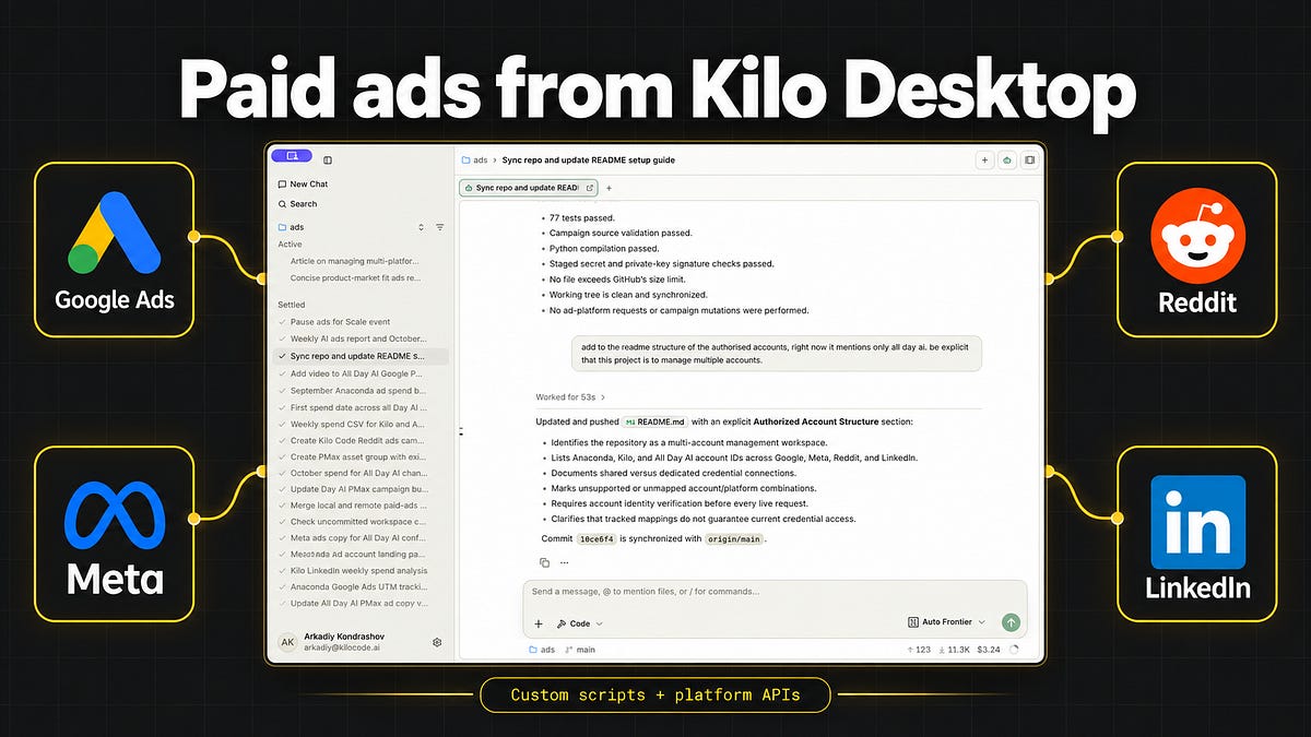 How I manage Google, Meta, Reddit and LinkedIn ads with Kilo Desktop