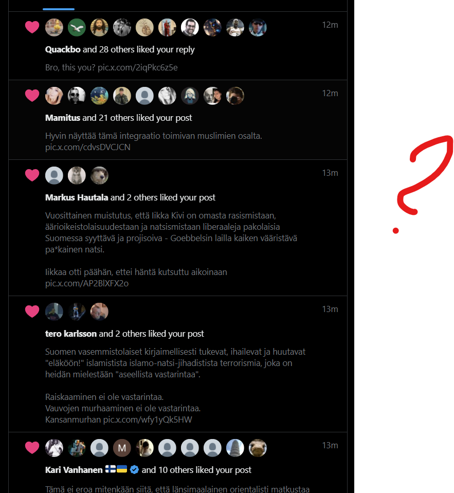 Tarkistin myös aikajanani, jospa siellä olisi ilmoitus, mikä rikkoi sääntöjä. Ei näy mitään.