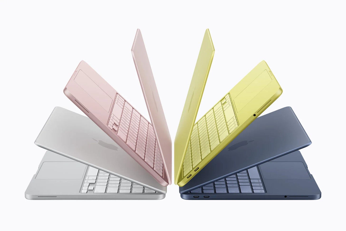 Colores del MacBook Neo - rosa nube, índigo, plata y cítrico