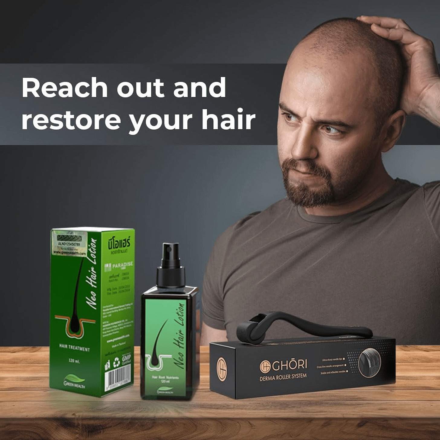 Green Wealth Neo Hair Lotion (Original) 120 ml + Ghori Derma Roller Sy –  SabaShop.com