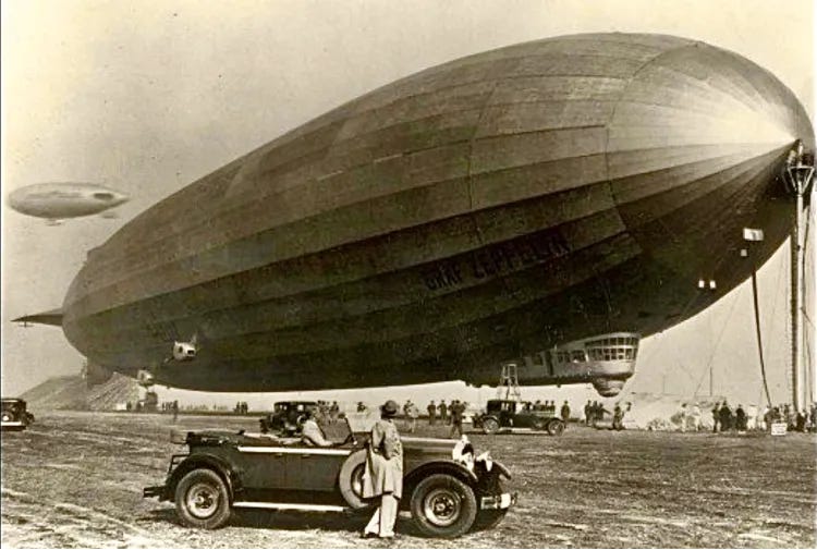 Before the Hindenburg, the elegant Graf Zeppelin, a marvel of engineering that circumnavigated the globe, is seen in Lakehurst, New Jersey, 1928.