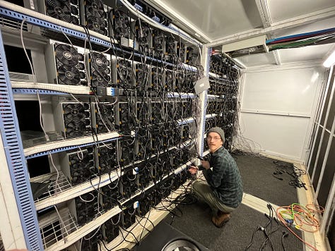 Keegan in the Mining Facility Setting up Rigs