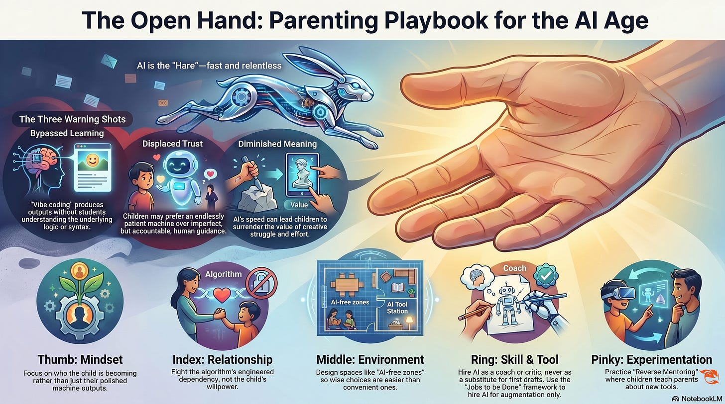 NotebookLM summary of the open hand principles: parenting playbook for the AI age