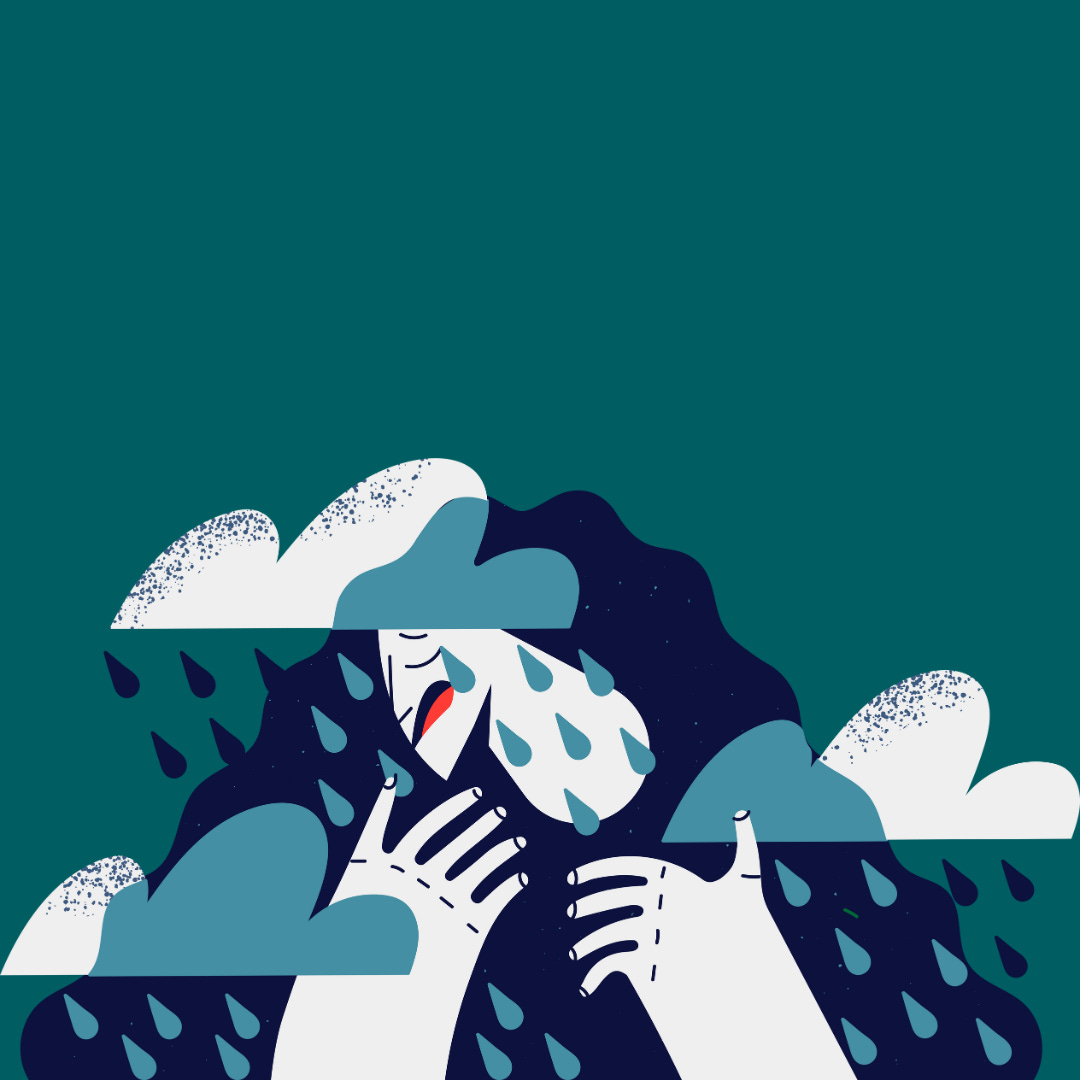 stylized image of a person feeling a lot of emotions.