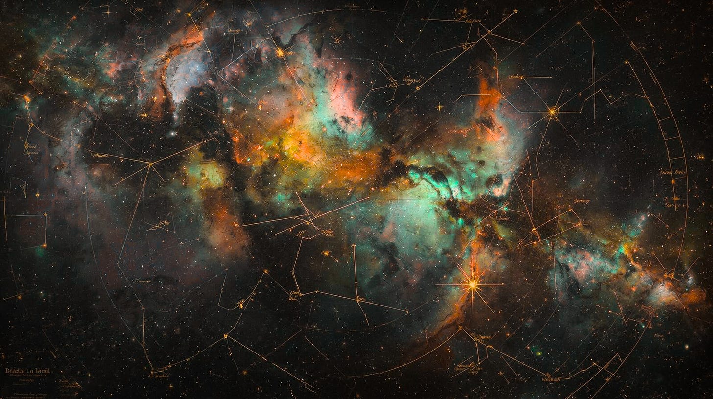 Starmap of constellations demonstrating patterns.