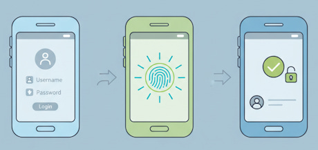 Illustration of 3 smartphones sending passkeys. Illustration of 3 smartphones sending passkeys.