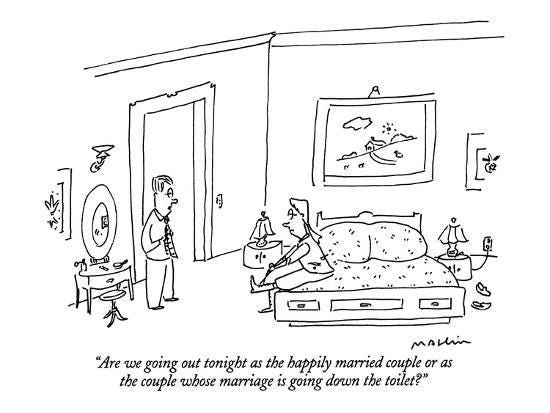 Are we going out tonight as the happily married couple or as the couple w…"  - New Yorker Cartoon' Premium Giclee Print - Michael Maslin | AllPosters.com