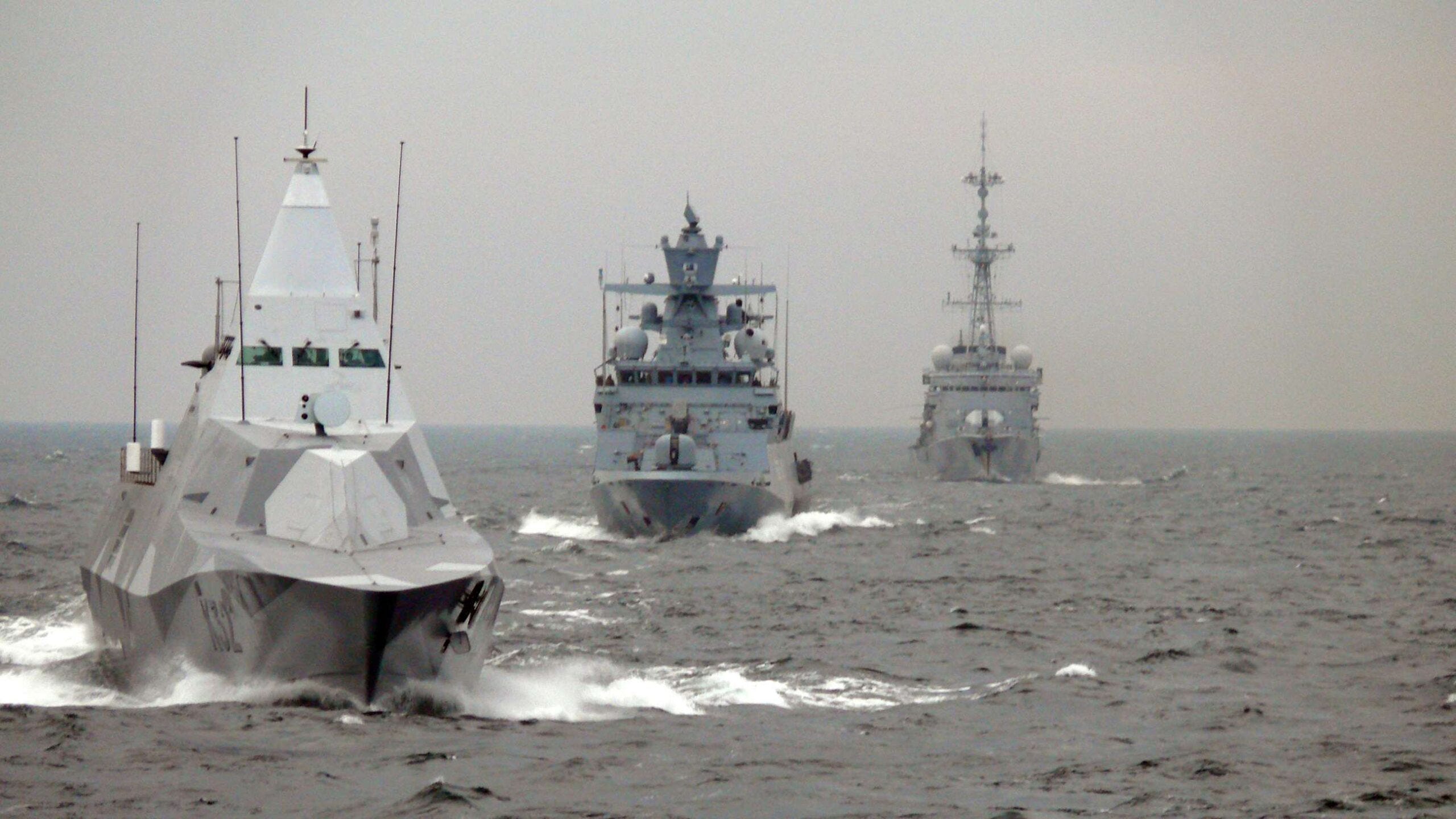 A view of a naval vessel at sea, representing the Baltic region tension.