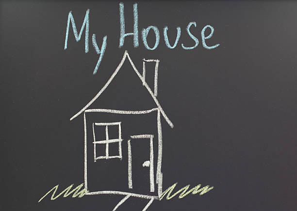 my house inscription in chalk on a blackboard - my house as for me and my house stock pictures, royalty-free photos & images