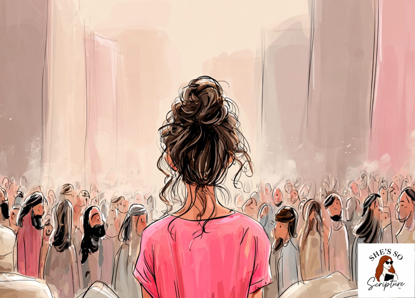 A woman standing calmly in warm light while shadowed figures around her appear to whisper, symbolizing steady faith and quiet strength when misunderstood.