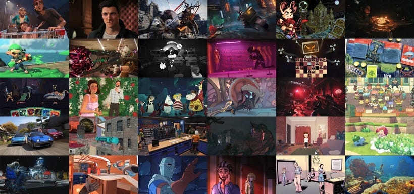 A collection of 35 different video games released in 2026 spread like a quilt.