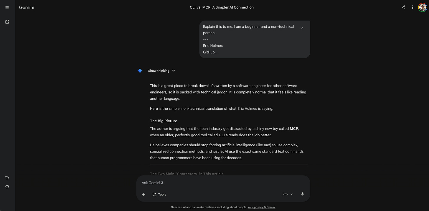 Screenshot of the Gemini interface providing a beginner-friendly summary of the technical article. Screenshot of the Gemini interface providing a beginner-friendly summary of the technical article.