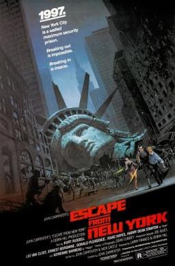 Posters of Movie and TV shows Tron, Knight Rider and Escape from New York.