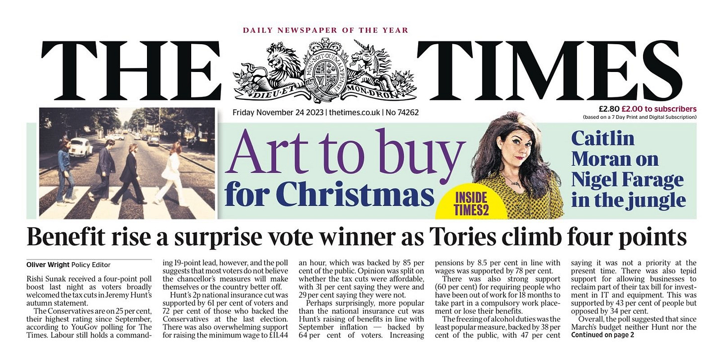 Benefit rise a surprise vote winner as Tories climb four points Benefit rise a surprise vote winner as Tories climb four points