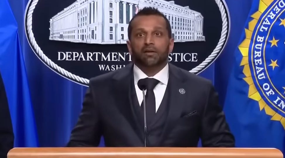 Kash Patel Spent 11 [Hic!] Months Investigating Comey’s MURDERRRRR Seashells