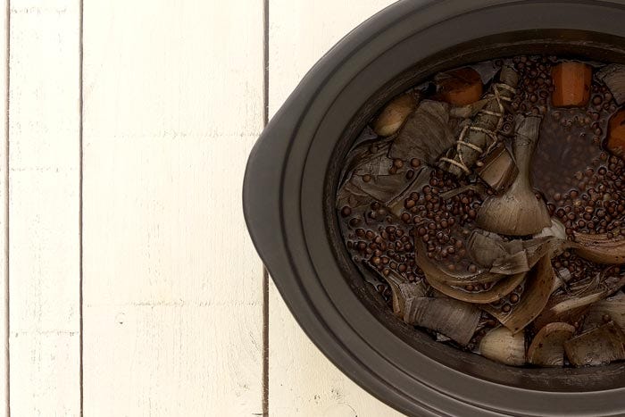 Ensalada de letenjas beluga. Receta para Crock Pot