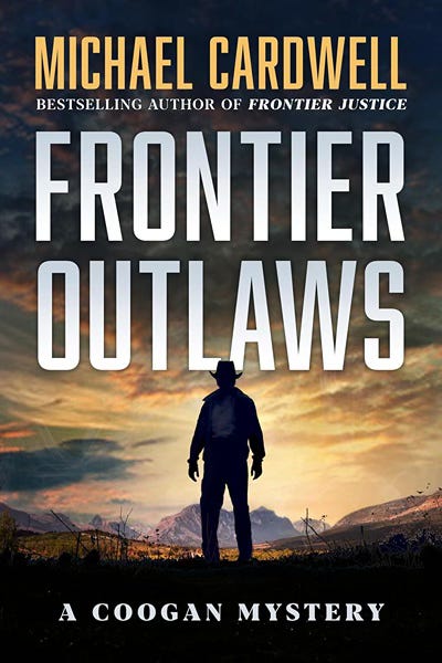 Book cover with a silhouetted cowboy against a sky after the sun goes down in blacks and yellows Book cover with a silhouetted cowboy against a sky after the sun goes down in blacks and yellows