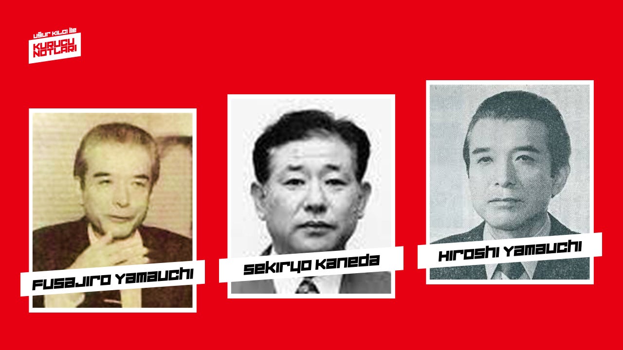 Fusajiro Yamauchi, Sekiryo Kaneda, Hiroshi Yamauchi