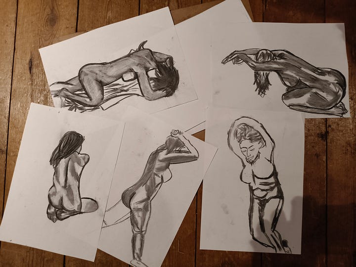 life drawings of a nude female