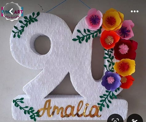 Nine options for piñatas, each image displaying different numbers with different types of details.