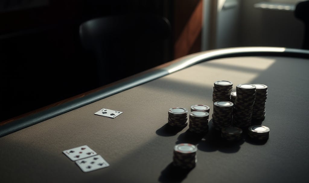 An empty poker table with cards and chips left behind, symbolizing the science of quitting An empty poker table with cards and chips left behind, symbolizing the science of quitting