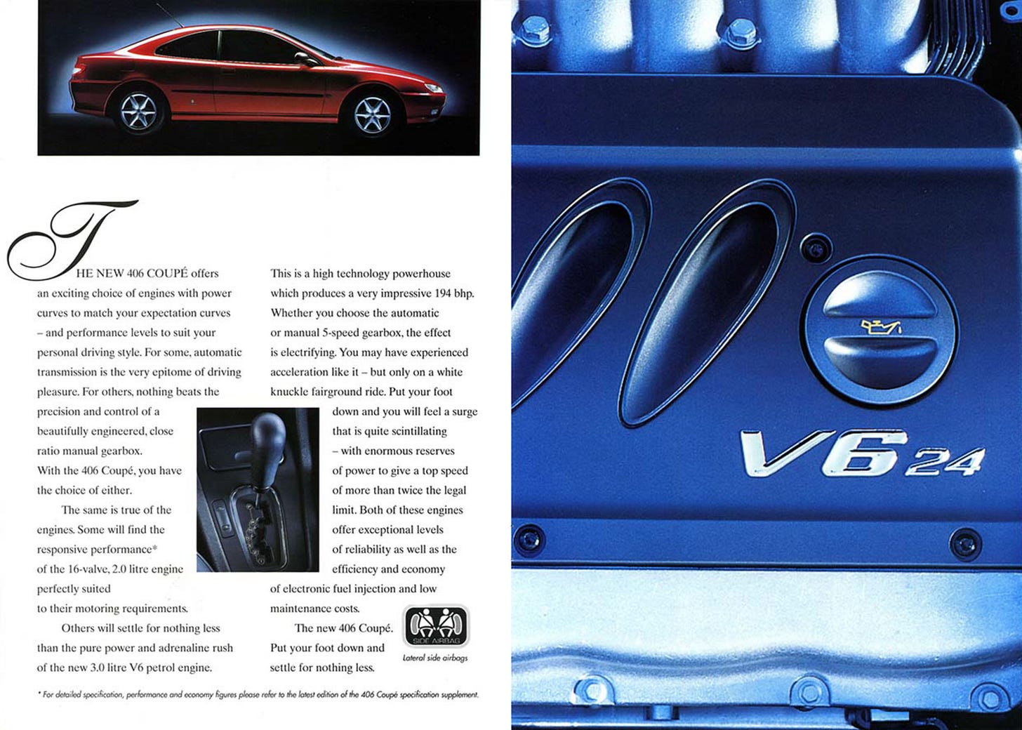 Peugeot 406 Coupe 1998 UK brochure engine Peugeot 406 Coupe 1998 UK brochure engine