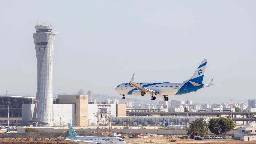 An EL AL flight lands at Ben-Gurion International Airport, March 31, 2025. Photo by Yossi Aloni/Flash90. An EL AL flight lands at Ben-Gurion International Airport, March 31, 2025. Photo by Yossi Aloni/Flash90.