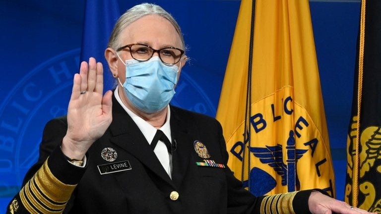 Rachel Levine: Transgender official sworn in as four-star admiral