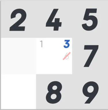 Good Sudoku Notation A good sudoku house with regular, bold, and crossed out notations.