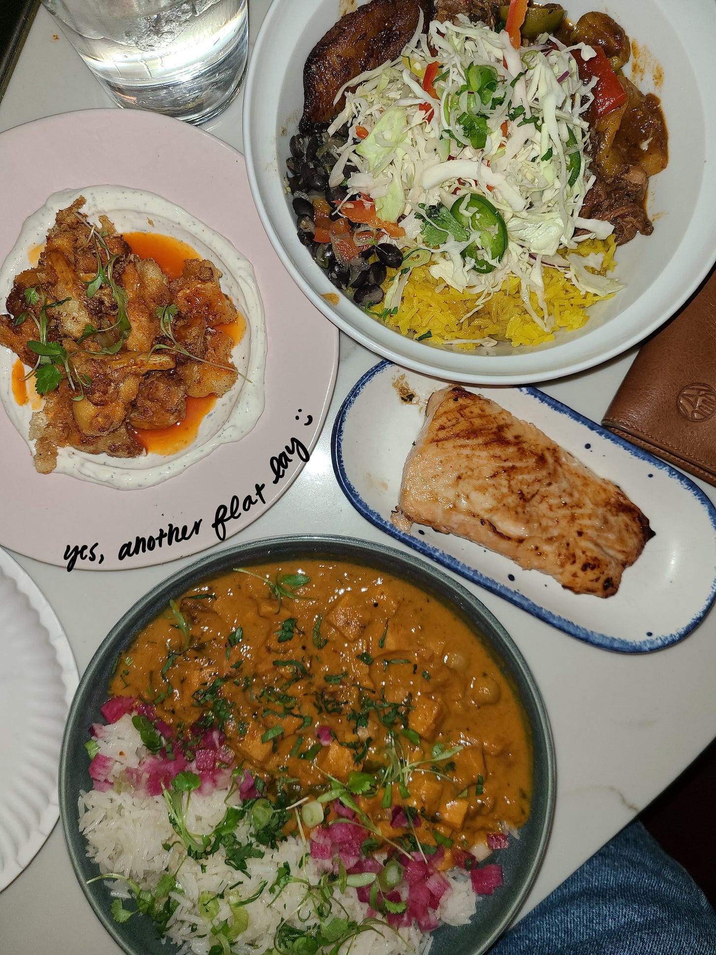 Unconventional Diner dinner spread flatlay