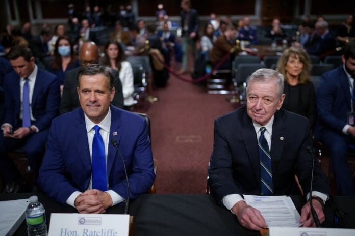 Ratcliffe’s nomination was backed by former Attorney General John Ashcroft, who accompanied him to the hearing. Getty Images