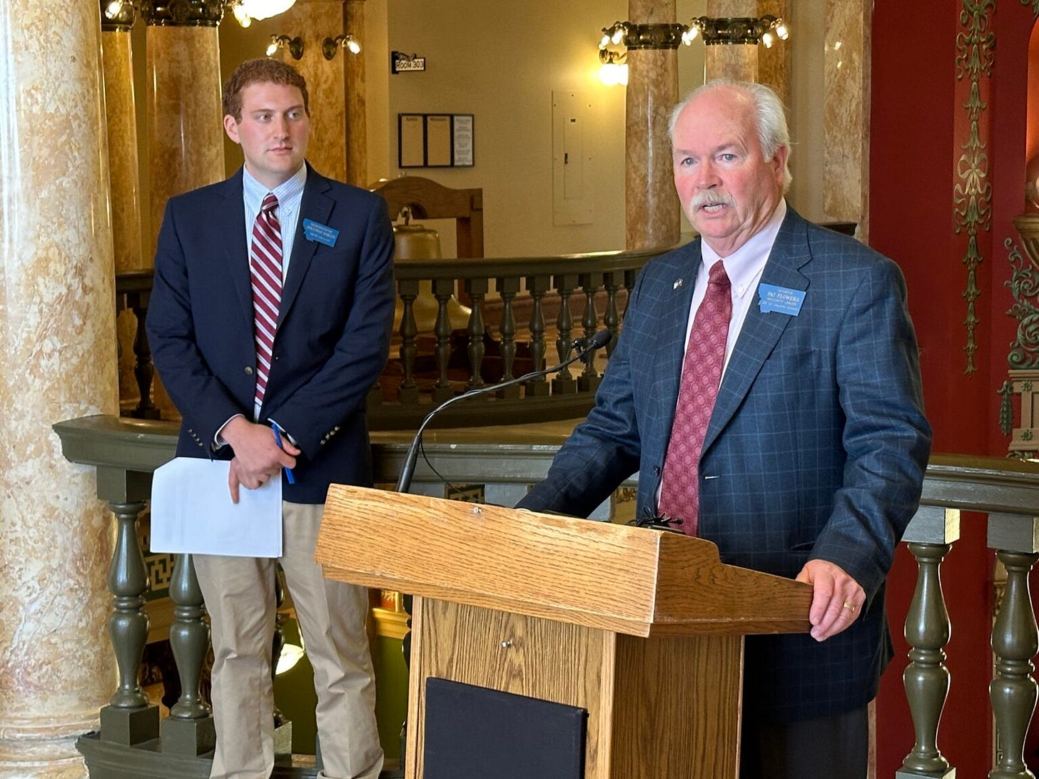 Senate Minority Leader Pat Flowers, D-Belgrade, discusses Democrats' property tax proposals for the 2025 session at the State Capitol on Monday, July 1, 2024. (Photo by Blair Miller, Daily Montanan) Senate Minority Leader Pat Flowers, D-Belgrade, discusses Democrats' property tax proposals for the 2025 session at the State Capitol on Monday, July 1, 2024. (Photo by Blair Miller, Daily Montanan)