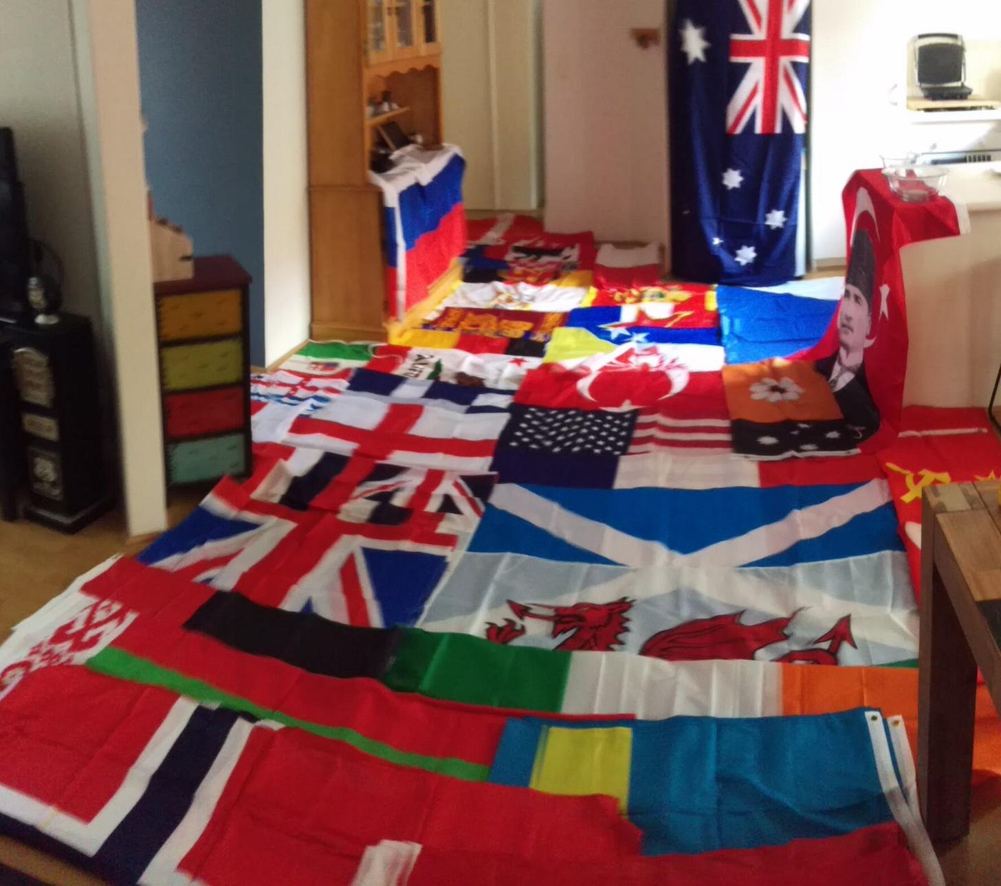 My flag collection - I get one from every country or place i have been to.  : r/vexillology