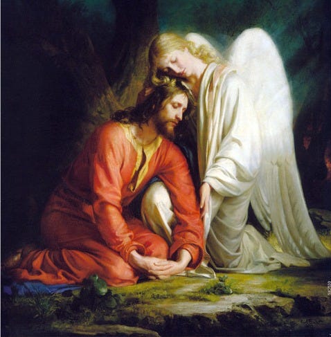 Gethsemane painting by Carl Heinrich Bloch (1873) - Canvas Print - 8" x 10"  - Christ Comforted by an Angel