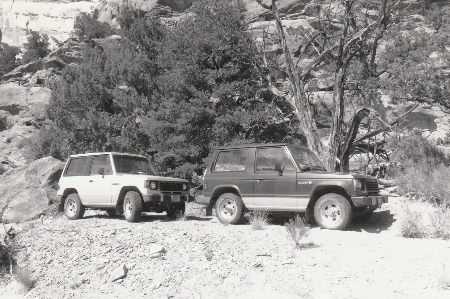 Two Dodge Raiders in the wilderness Two Dodge Raiders in the wilderness