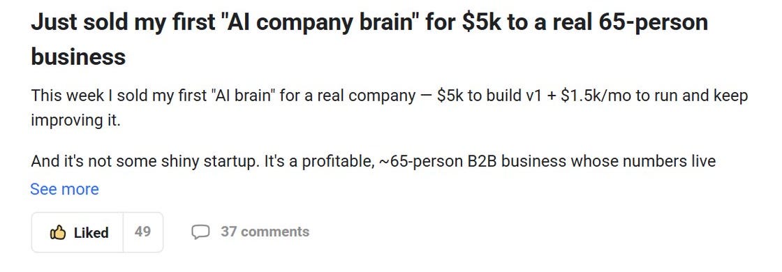 RoboNuggets member reports selling a $5,000 AI company brain build with a $1,500 monthly fee